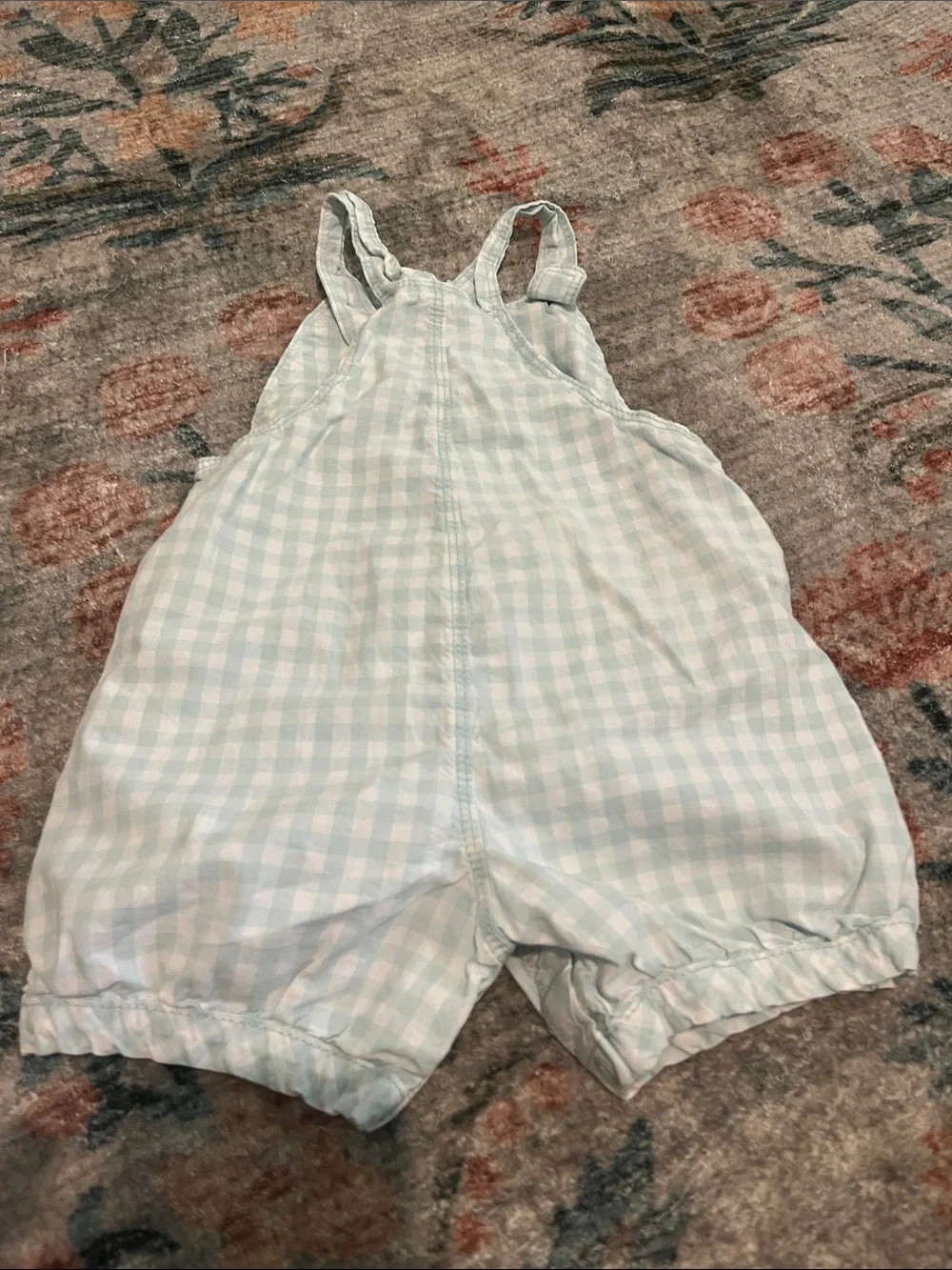 Baby Gingham Overalls with Rainbow Patch